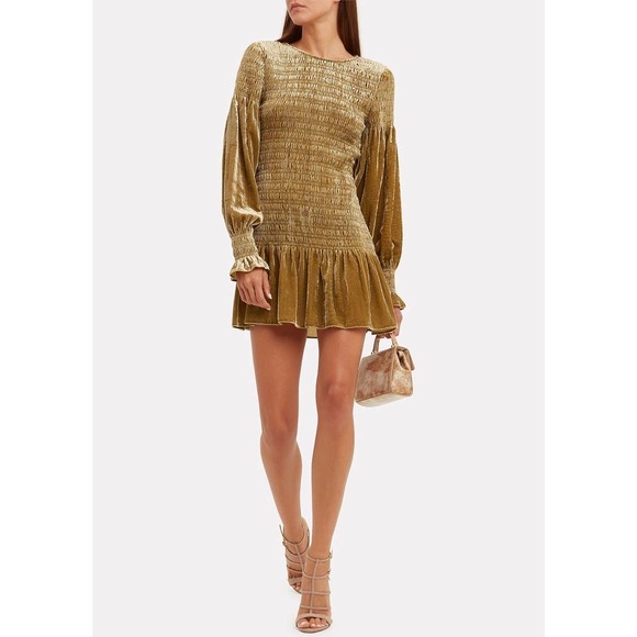 Loveshackfancy Scarlett Smocked Velvet Mini Dress - Picture 2 of 10